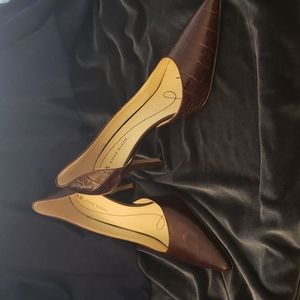 Brown Snake Print Pumps